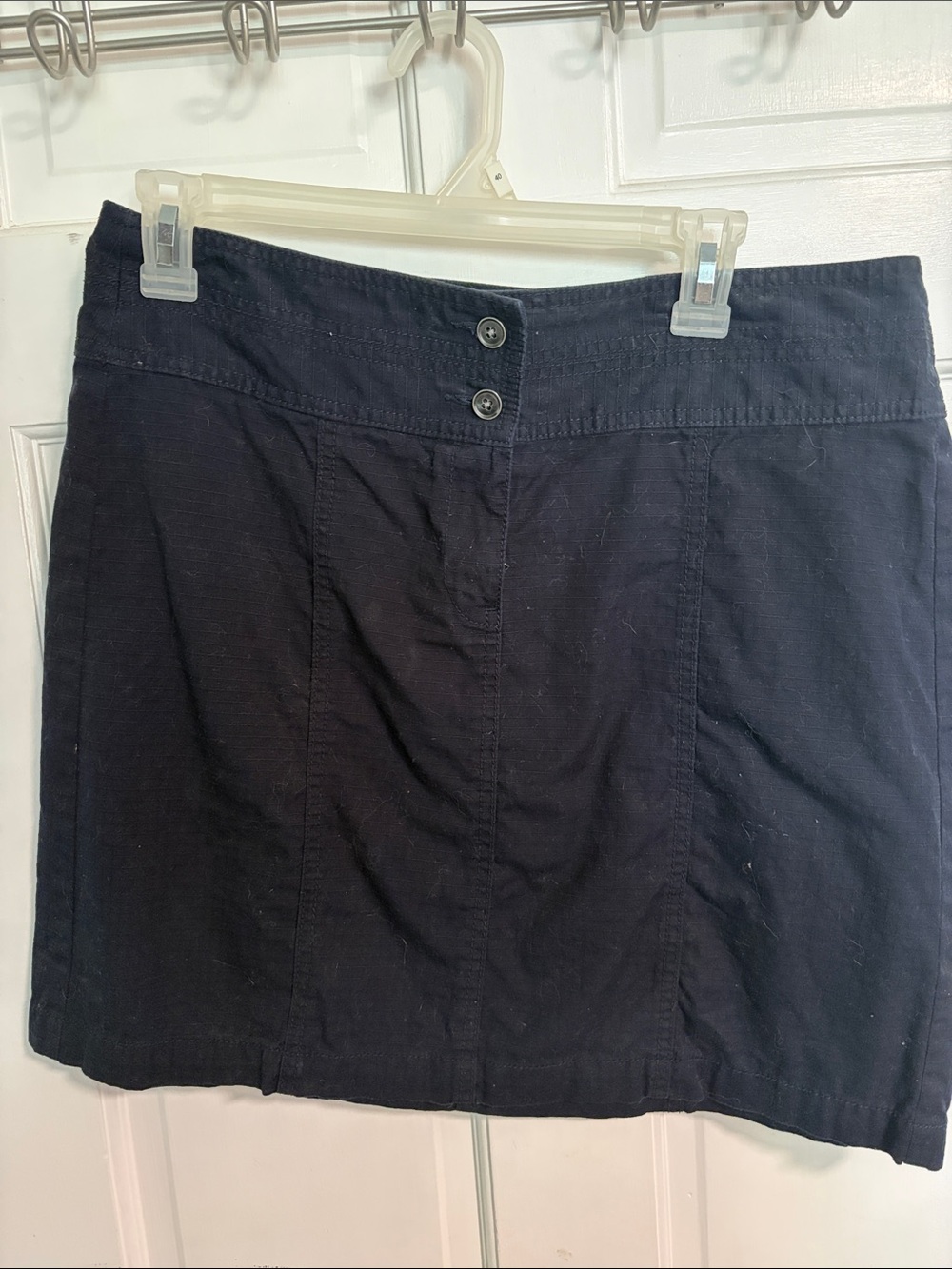 LOFT Black Button-Front Mini Skirt